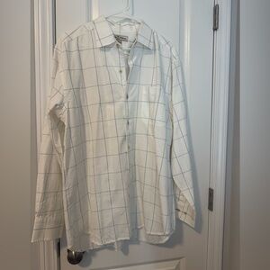 Tommy Bahama Men’s White and Blue Long Sleeve Button Down Shirt